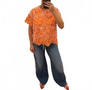 NEW JADE short sleeve top in citrus lace